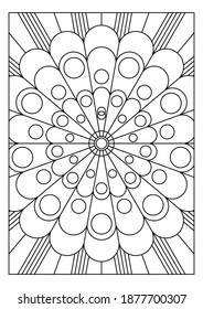 Pattern design of radiate light in line art style for printable coloring page - Portrait or Vertical format in EPS 8