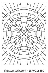 Pattern design of radiate light in line art style for printable coloring page - Portrait or Vertical format in EPS 8