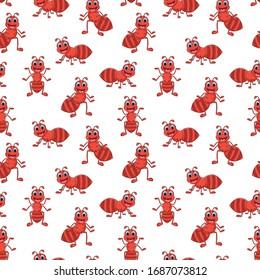 pattern design with red ant animal ornaments