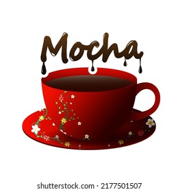 pattern design red coffee cup flowers and mocha png transparent background isolated graphic resource