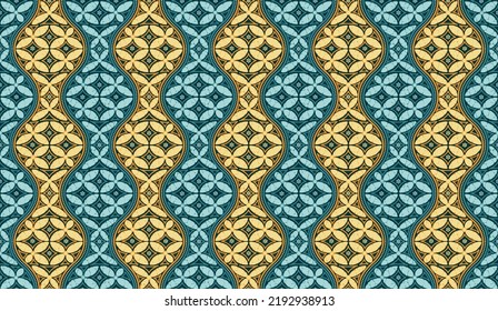 The pattern design is the result of the development of Batik Kawung which is a traditional batik cloth motif in Indonesia, especially Java.  The design becomes more pop art and contemporary.