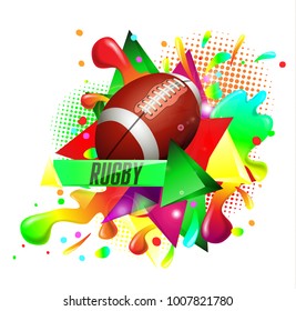 pattern design with Rugby ball, sport text