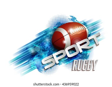 pattern design with Rugby ball, sport text