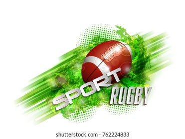 pattern design with Rugby ball, sport text