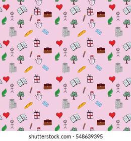 pattern design set one illustration art on pink background 