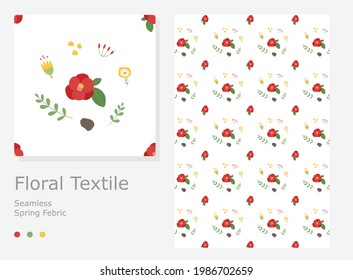 Diseño de patrones con flores y decoraciones camellias pequeñas y lindas.