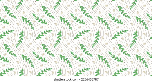 Pattern for design with spring tree branches on white background