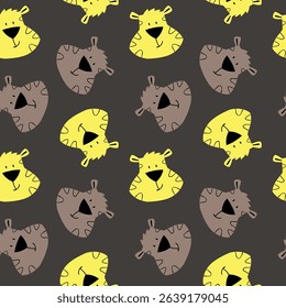 pattern design with stylish tiger head drawing as vector