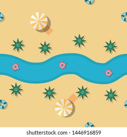Pattern design for summer season. Vector illustration is in flat style for gift wrapping paper, texture, kid book cover. Top view.