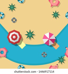 Pattern design for summer season. Vector illustration is in flat style for gift wrapping paper, texture, kid book cover. Top view.