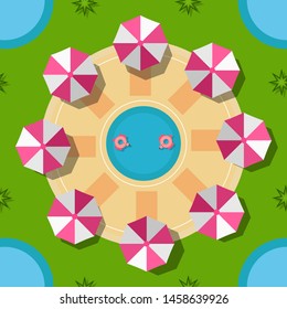 Pattern design for summer season. Vector illustration is in flat style for gift wrapping paper, texture, kid book cover. Top view.