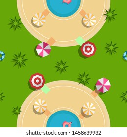 Pattern design for summer season. Vector illustration is in flat style for gift wrapping paper, texture, kid book cover. Top view.