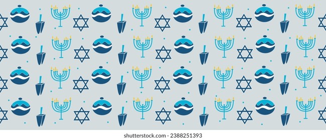 Pattern for design with symbols of Hanukkah on light background