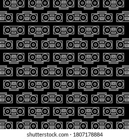 Pattern design of Tape Recorder illustration with black color background.