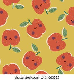 pattern design for textile with cute apple drawing as vector