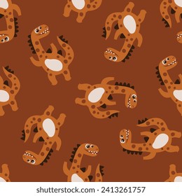 pattern design for textile with cute dinosaur drawing as vector