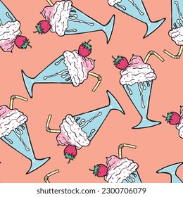 diseño de patrones para textil con dibujo de helados como vector