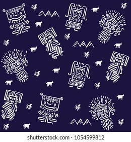 Pattern design with tribal elements. Vector illustration.
