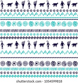 Pattern design with tribal elements. Vector illustration.