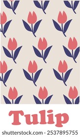 Design de padrão de flor de tulipa para impressão de tecido
