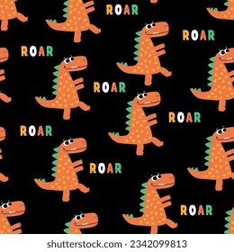 pattern design as vector with cute dinosaur drawing for kids fashion