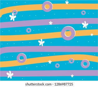 Pattern design vector illustration with lines, circles, and flowers