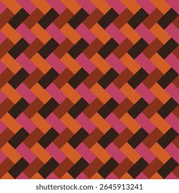 Pattern designed from pink, orange, brown and purple rectangles