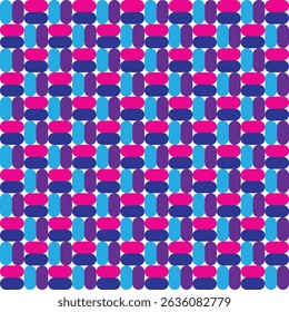 Patrón diseñado a partir de tonos de azul, púrpura y rosa rectángulos redondeados