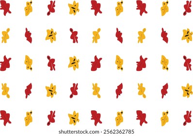 A pattern designed with yellow and red leaves. yellow and red flower pattern background design. Abstract modern nature pattern design for any kind of graphic design