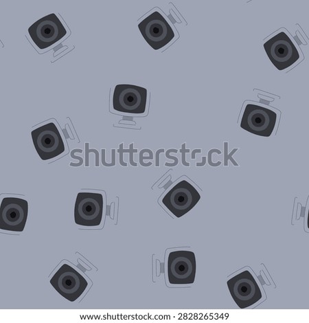 pattern desk table camera cartoon. top office, view photography, work photo desk table camera sign. seamless vector illustration