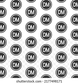 Pattern of deutsche mark currency in white background with mini doodle (icons). Vector Illustration