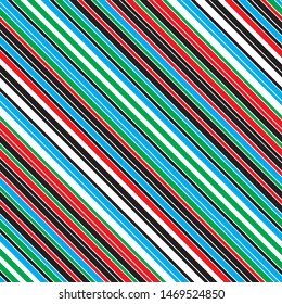 Pattern with diagonal color stripes and outline. Modern geometric background.Vector seamless pattern.
