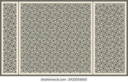 Pattern is a diamond shape. Geometric abstraction. Template, stencil for cutting out plywood, wood, plastic, cardboard and metal.