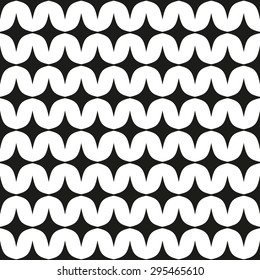 The pattern in diamonds; background of wavy lines