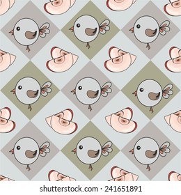 pattern with diamonds and birds. vector