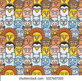 Pattern with different animals in flat style