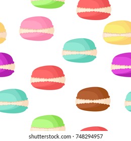 Pattern different colorful macaroons. Macaroon cookies.