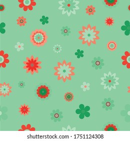 Pattern different colors on a light green background