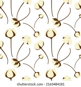 Pattern with different cotton flowers for background and print