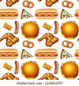 Pattern of different fast food illustration