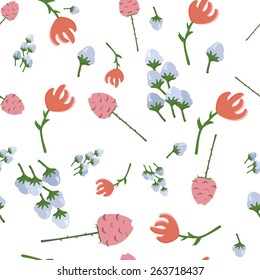 pattern of different flowers tulips, roses