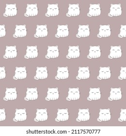 Muster mit unterschiedlichen, flauschigen Katzen auf pastellfarbenem Hintergrund