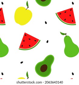 pattern with different fruits. Vector