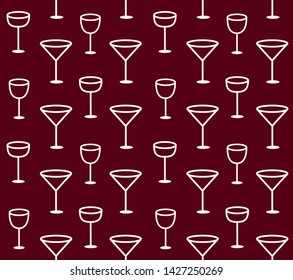 Pattern with different glasses. Usable for wrapping paper, packaging, menu covers, cards and posters