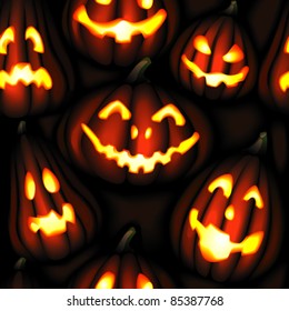 Pattern with different Halloween pumpkins