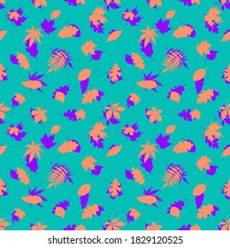 Pattern from different leaves. Vegetable background. Seamless vector pattern for textiles, fabrics, packaging, clothing.