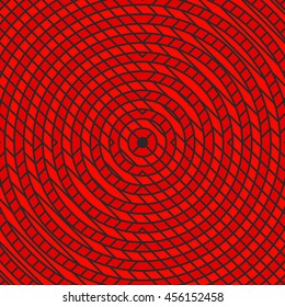 Pattern with different shaped red blocks and black lines ornament. Abstract background. Mosaic wallpaper. Vector illustration