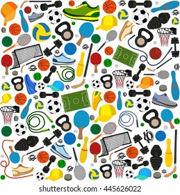 pattern of different sports equipment