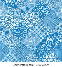 Pattern with different texture square. Hand-drawn Abstract illustration.