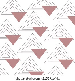 pattern with different triangles. geometry in dark pink